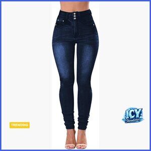High Waisted Ripped Skinny Stretch Distressed Jeans High Rise Butt Lifting